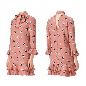 NWOT Rebecca Taylor Silk Blend Ikat Paintbrush High Neck Tie Dress Women's 4US
